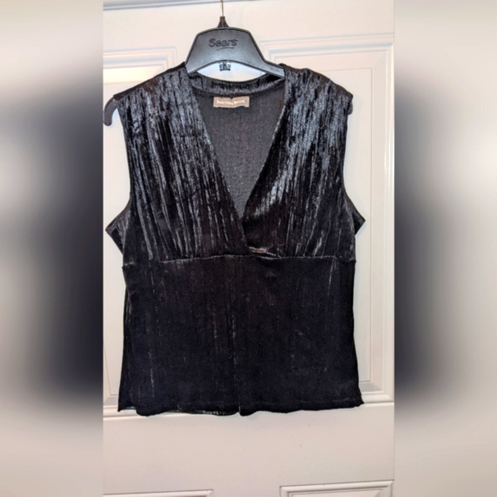 🫶🏼Vintage Beechers Brook Velvet Feel Sleeveless Top in Black, XL